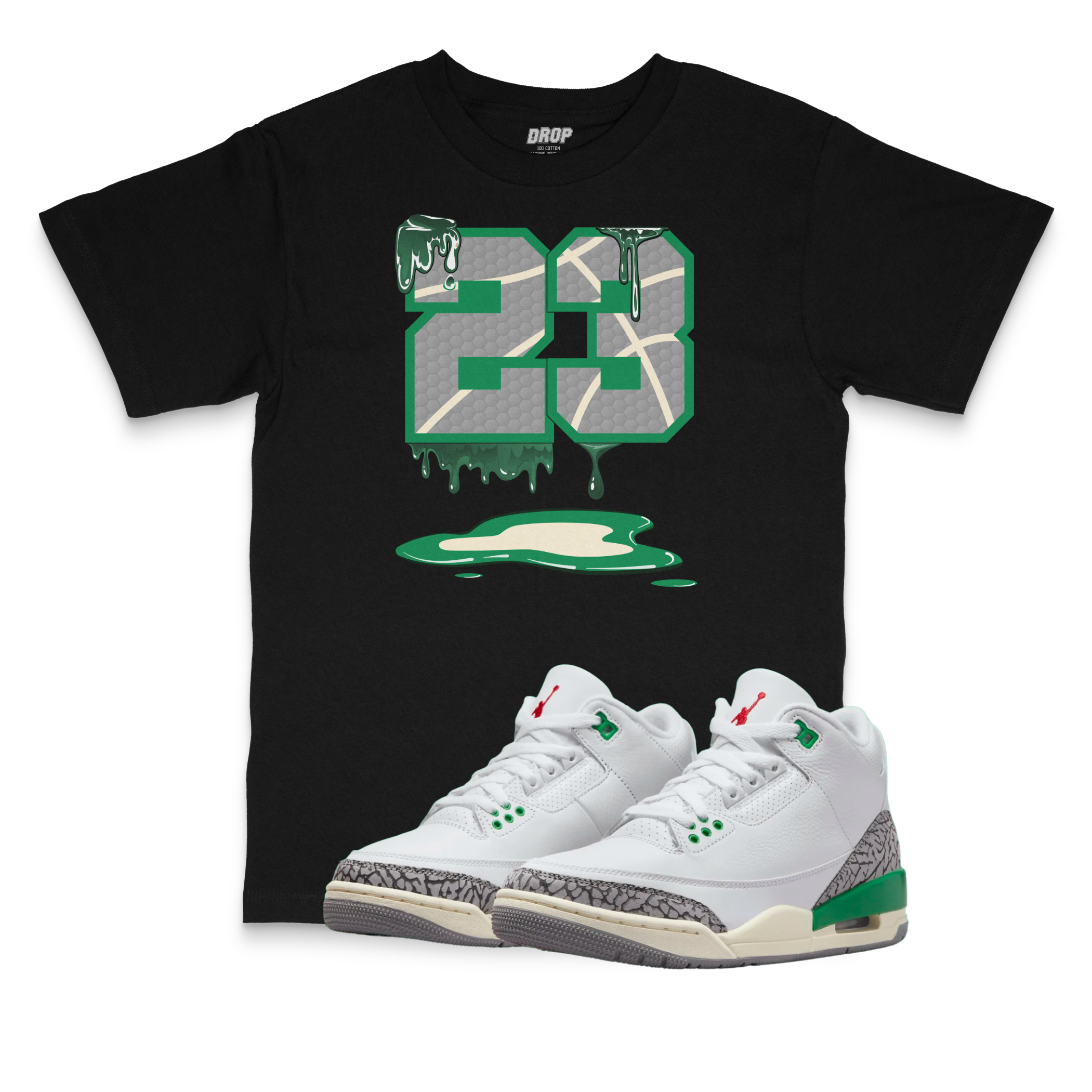 Air Jordan 3 WMNS Lucky Green l 23 Sneaker Matching T-Shirt Air Jordan 3 WMNS Lucky Green l 23 Sneaker Matching T-Shirt