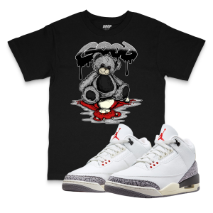 Air Jordan 3 White Cement Reimagined I Good vs. Evil Bear Sneaker Matching T-Shirt
