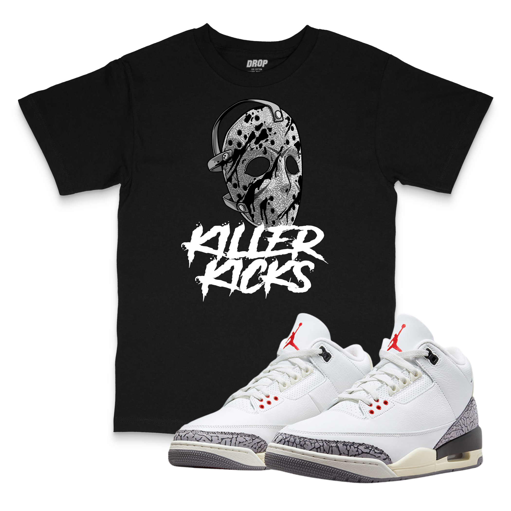 Air Jordan 3 White Cement Reimagined I Killer Kicks Sneaker Matching T-Shirt Air Jordan 3 White Cement Reimagined I Killer Kicks Sneaker Matching T-Shirt