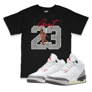 Air Jordan 3 White Cement Reimagined l Goat 23 Sneaker Matching T-Shirt