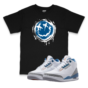 Air Jordan 3 Wizards I Smiley Splatter Sneaker Matching T-Shirt