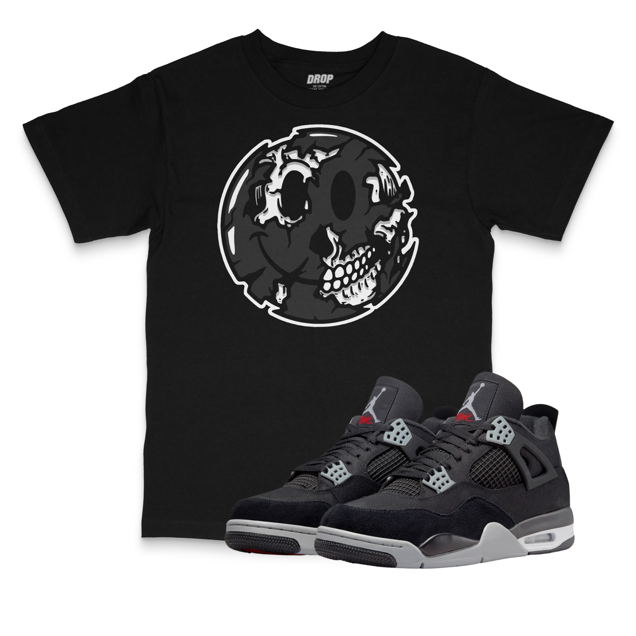 Air Jordan 4 Black Canvas I Smiley Face T-Shirt Air Jordan 4 Black Canvas I Smiley Face T-Shirt