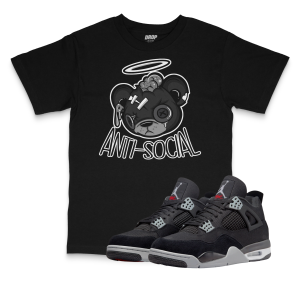 Air Jordan 4 Black Canvas l Anti-Social Bear T-Shirt