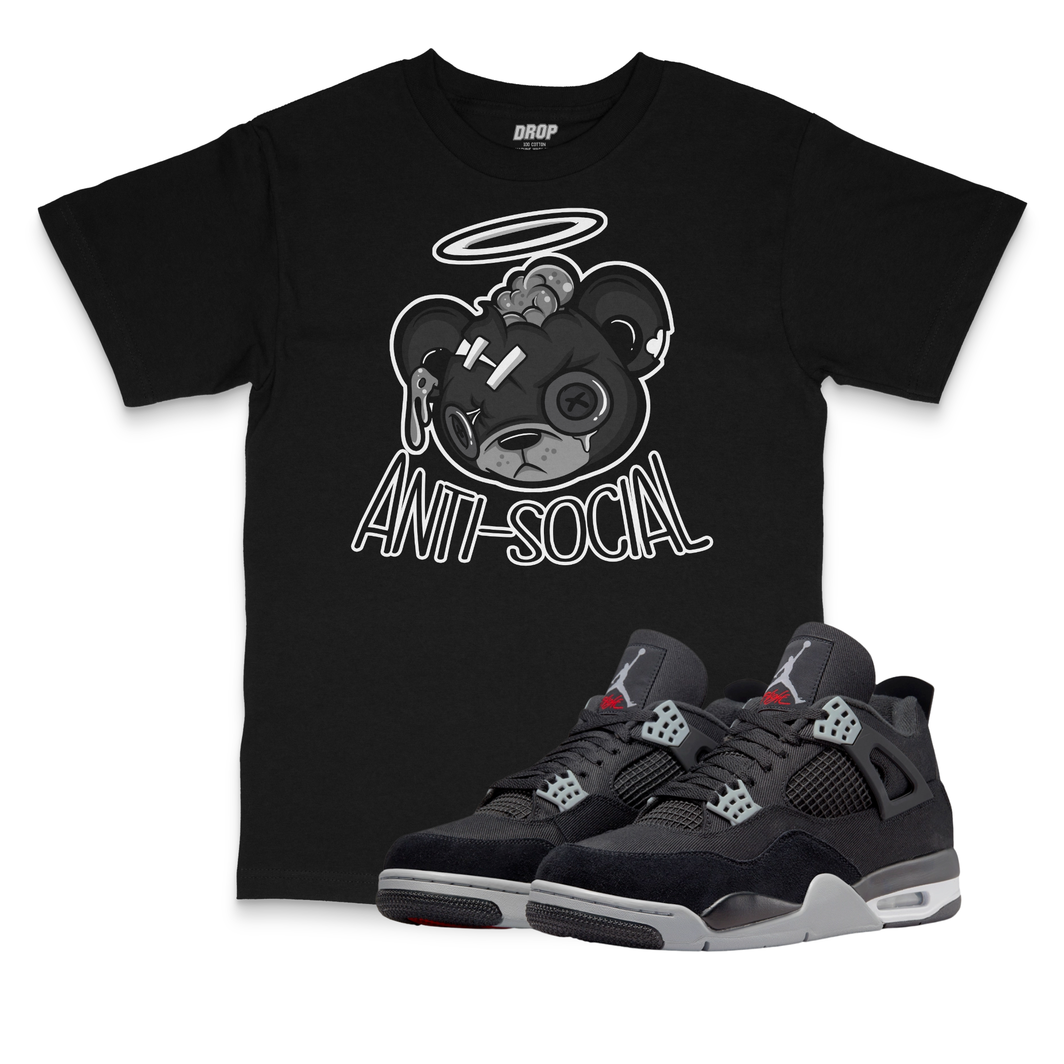 Air Jordan 4 Black Canvas l Anti-Social Bear T-Shirt Air Jordan 4 Black Canvas l Anti-Social Bear T-Shirt
