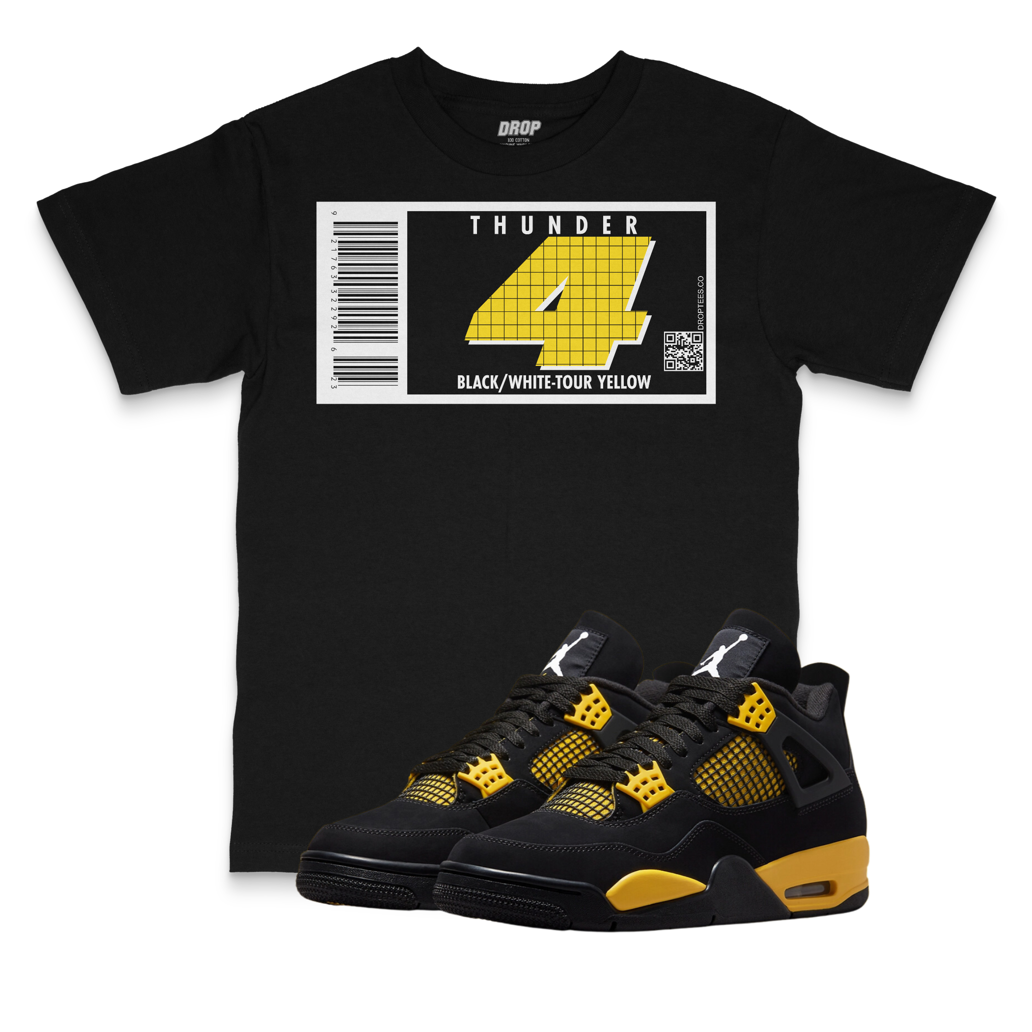 Air Jordan 4 Thunder I Shoebox Barcode Sneaker Matching T-Shirt Air Jordan 4 Thunder I Shoebox Barcode Sneaker Matching T-Shirt