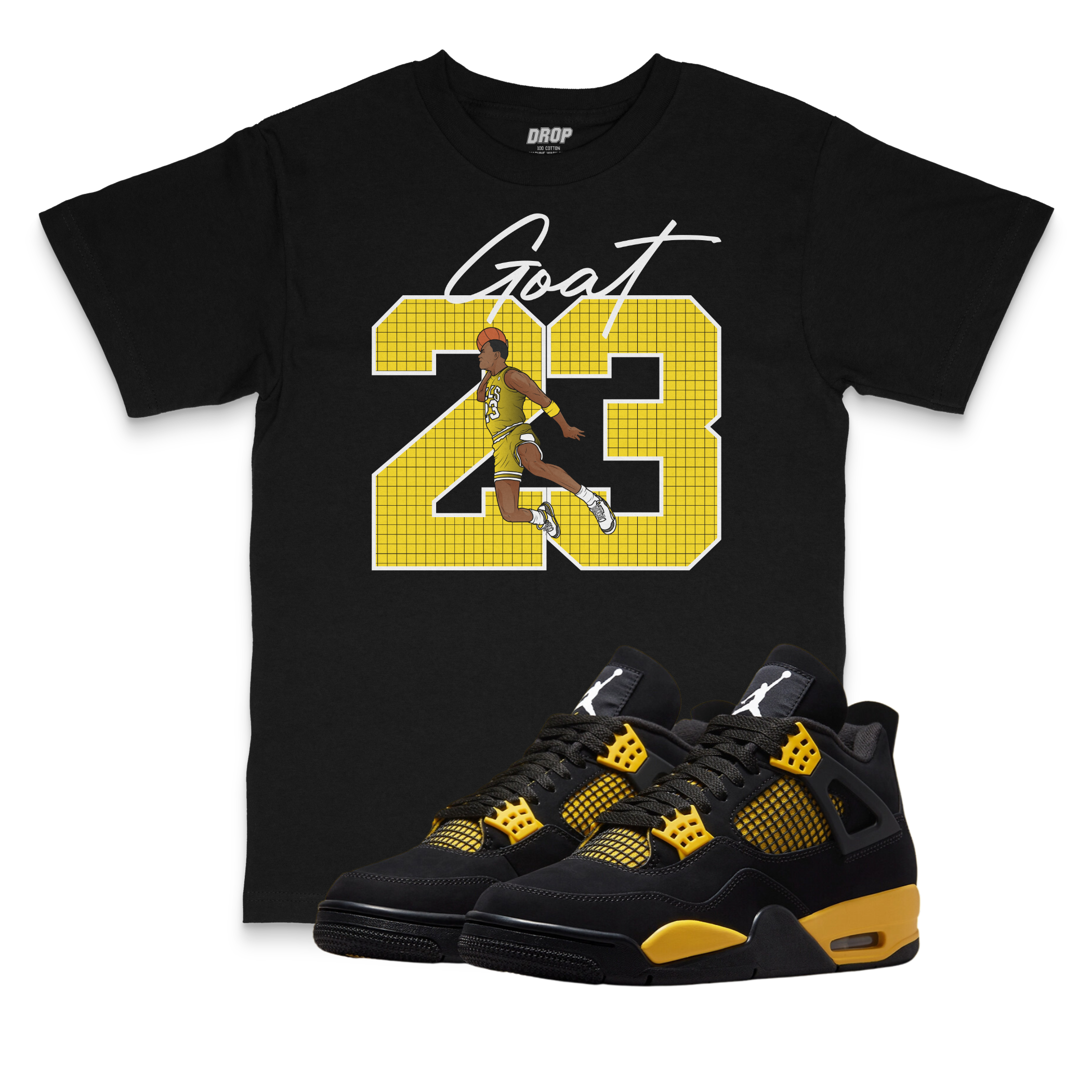 Air Jordan 4 Thunder l Goat 23 Sneaker Matching T-Shirt Air Jordan 4 Thunder l Goat 23 Sneaker Matching T-Shirt