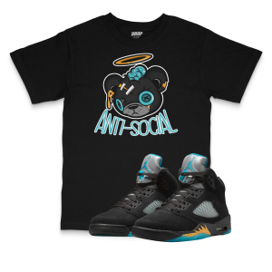 Air Jordan 5 Aqua I Anti-Social Bear Sneaker Matching T-Shirt
