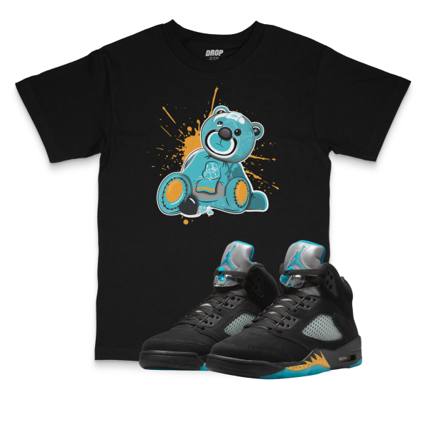 Air Jordan 5 Aqua I Bear Sneaker Matching T-Shirt