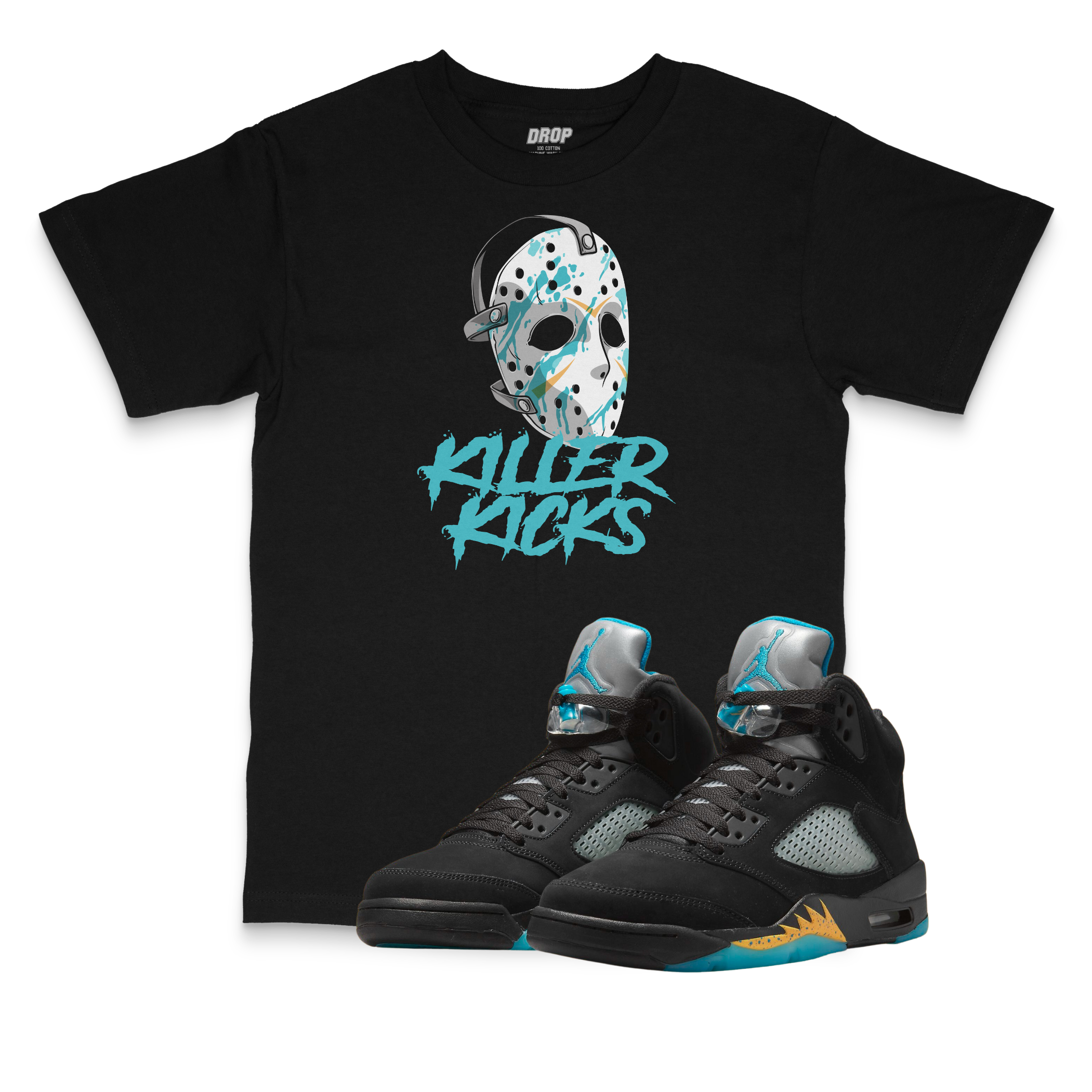 Air Jordan 5 Aqua I Killer Kicks Sneaker Matching T-Shirt Air Jordan 5 Aqua I Killer Kicks Sneaker Matching T-Shirt