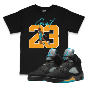 Air Jordan 5 Aqua l Goat 23 Sneaker Matching T-Shirt