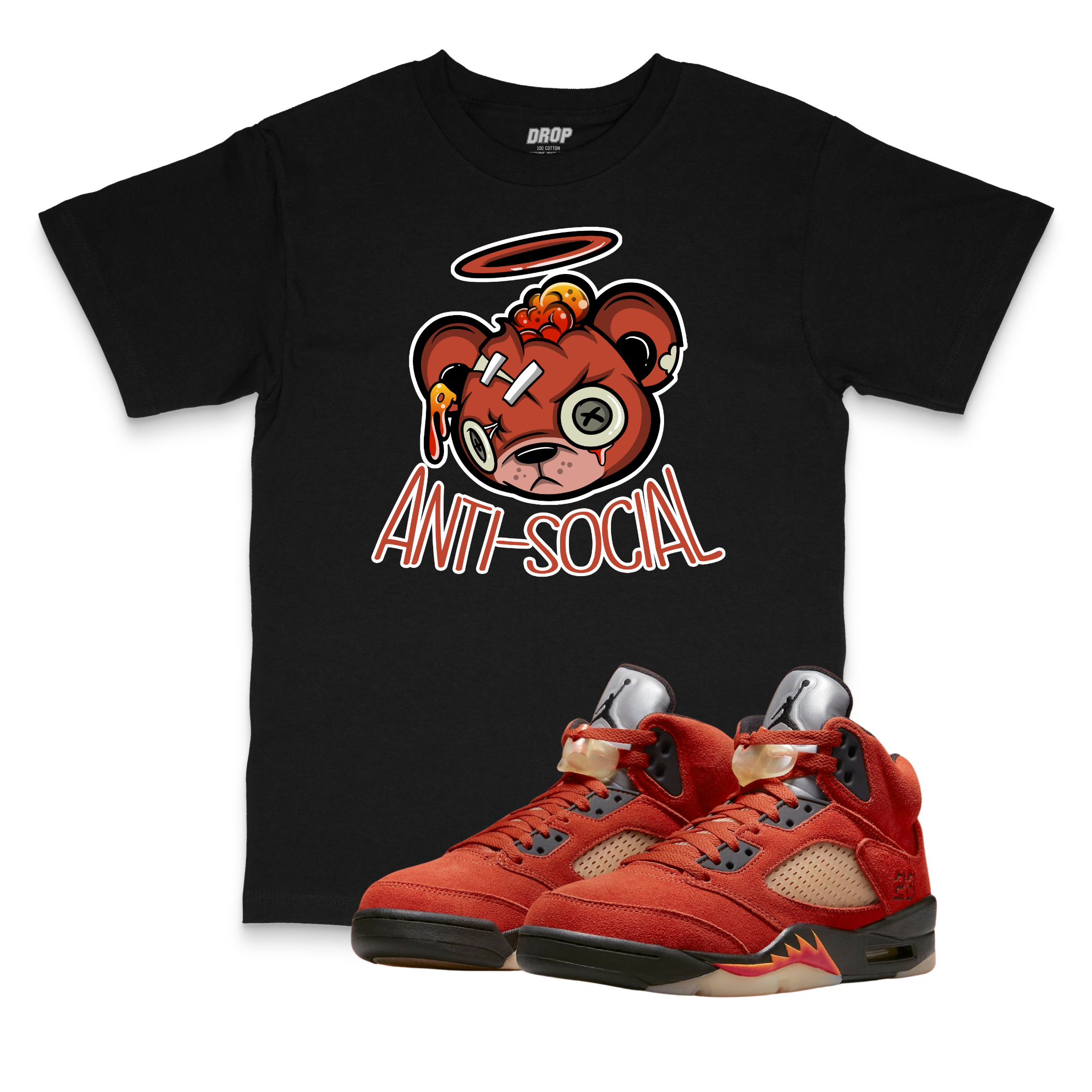 Air Jordan 5 Dunk on Mars I Anti-Social Bear Sneaker Matching T-Shirt Air Jordan 5 Dunk on Mars I Anti-Social Bear Sneaker Matching T-Shirt