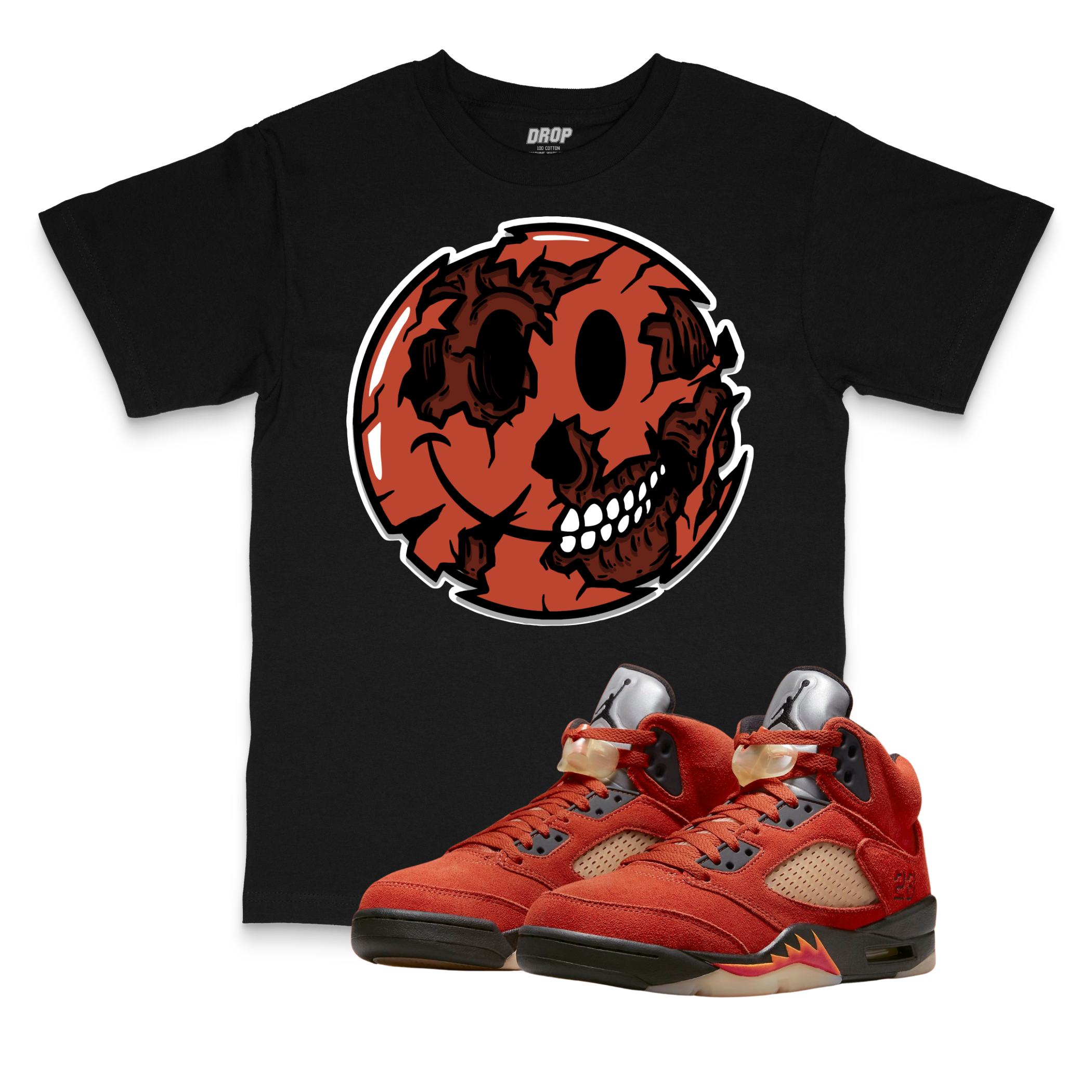 Air Jordan 5 Dunk on Mars I Smiley Face Sneaker Matching T-Shirt Air Jordan 5 Dunk on Mars I Smiley Face Sneaker Matching T-Shirt