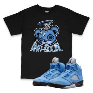 Air Jordan 5 UNC I Anti-Social Bear Sneaker Matching T-Shirt