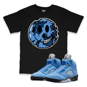 Air Jordan 5 UNC I Smiley Face Sneaker Matching T-Shirt