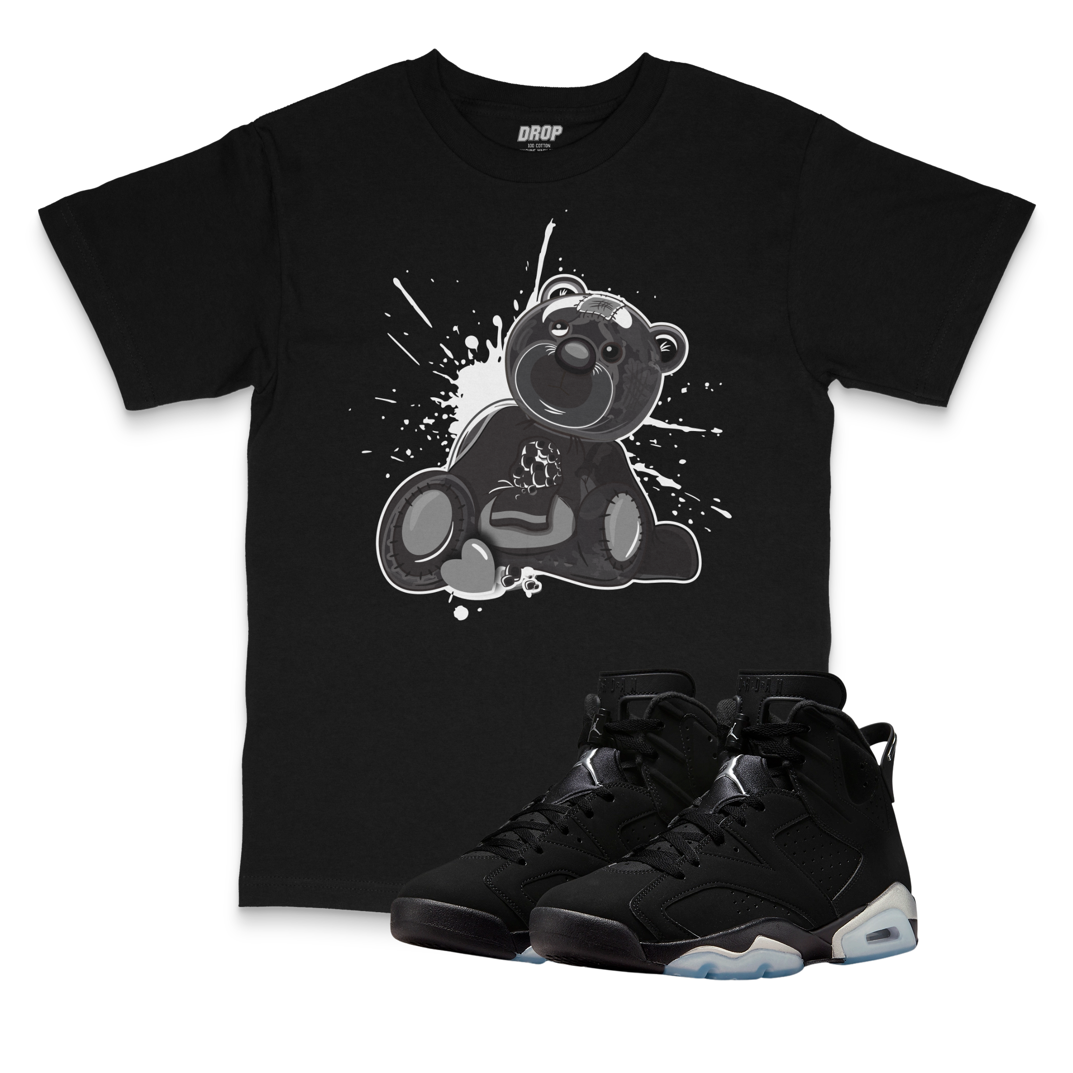 Air Jordan 6 Black Chrome l Bear T-Shirt Air Jordan 6 Black Chrome l Bear T-Shirt