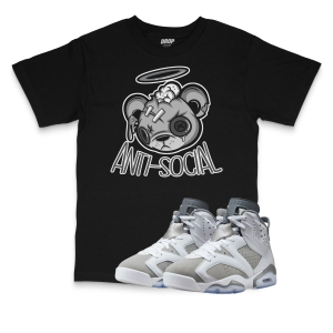 Air Jordan 6 Cool Grey I Anti-Social Bear Sneaker Matching T-Shirt