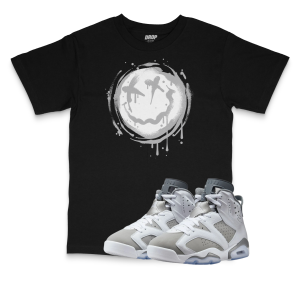 Air Jordan 6 Cool Grey I Smiley Splatter Sneaker Matching T-Shirt