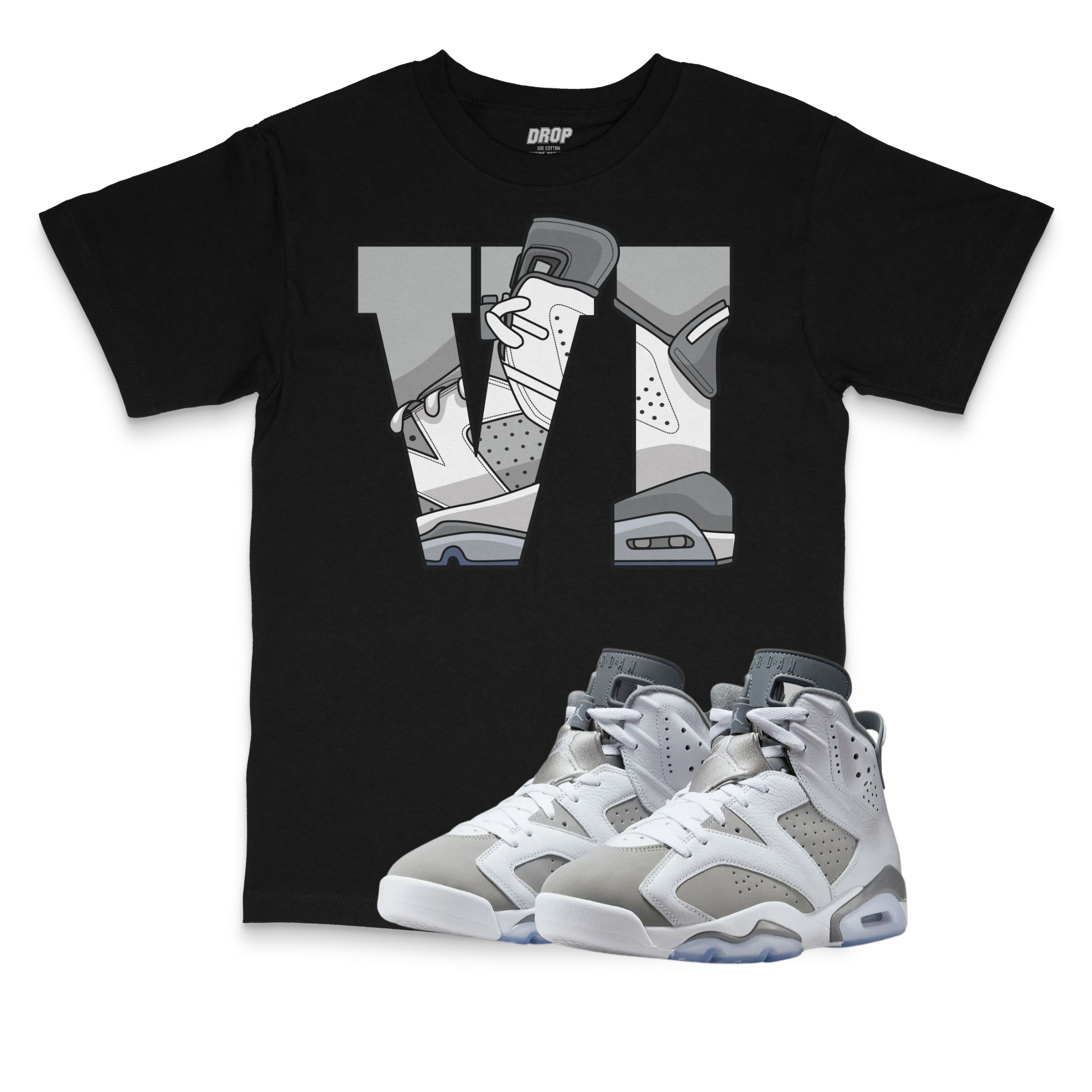 Air Jordan 6 Cool Grey I VI Sneaker Matching T-Shirt Air Jordan 6 Cool Grey I VI Sneaker Matching T-Shirt