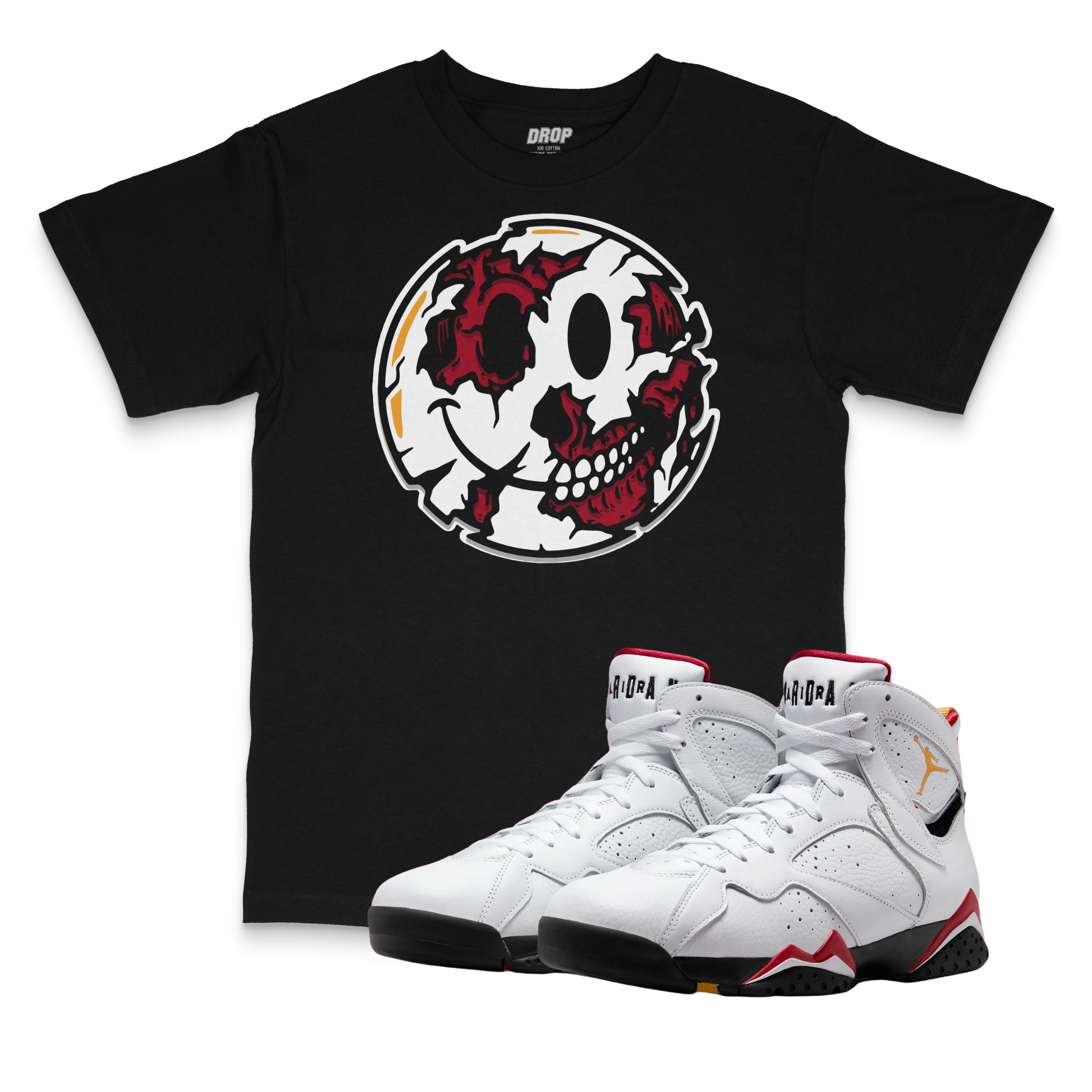 Air Jordan 7 Cardinal I Smiley Face T-Shirt Air Jordan 7 Cardinal I Smiley Face T-Shirt