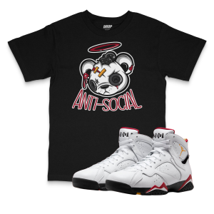 Air Jordan 7 Cardinal l Anti-Social Bear T-Shirt