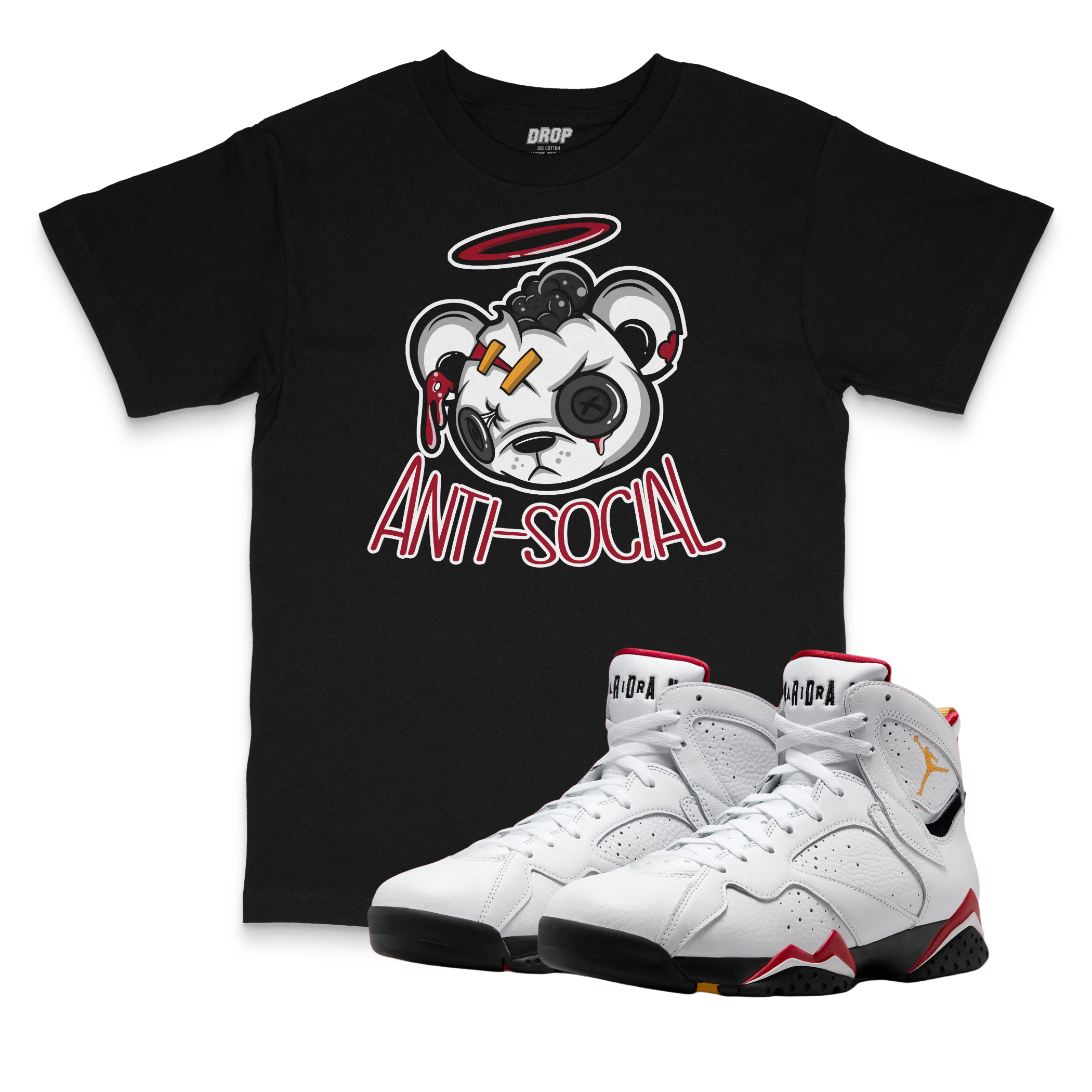 Air Jordan 7 Cardinal l Anti-Social Bear T-Shirt Air Jordan 7 Cardinal l Anti-Social Bear T-Shirt