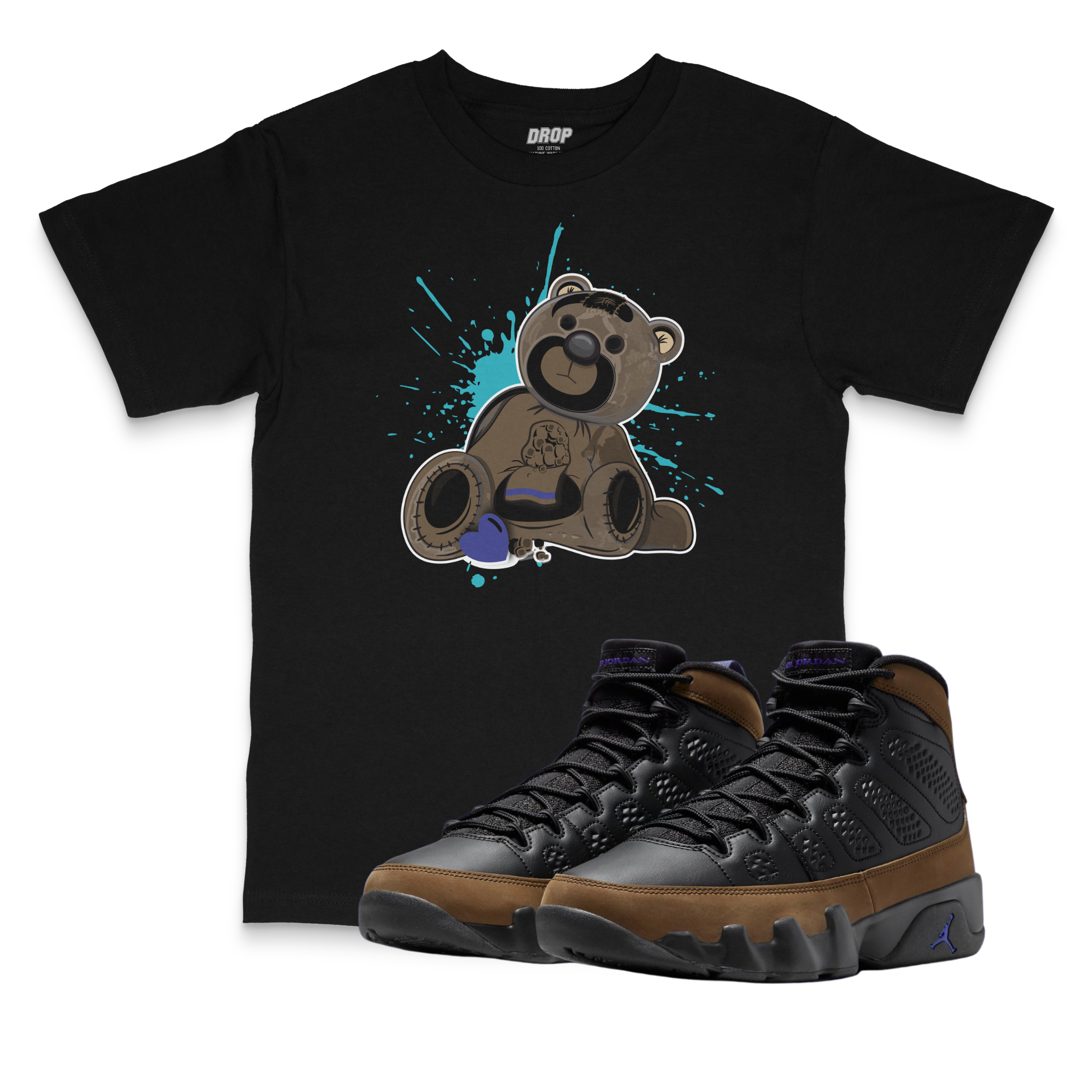 Air Jordan 9 Olive Concord I Bear Sneaker Matching T-Shirt Air Jordan 9 Olive Concord I Bear Sneaker Matching T-Shirt