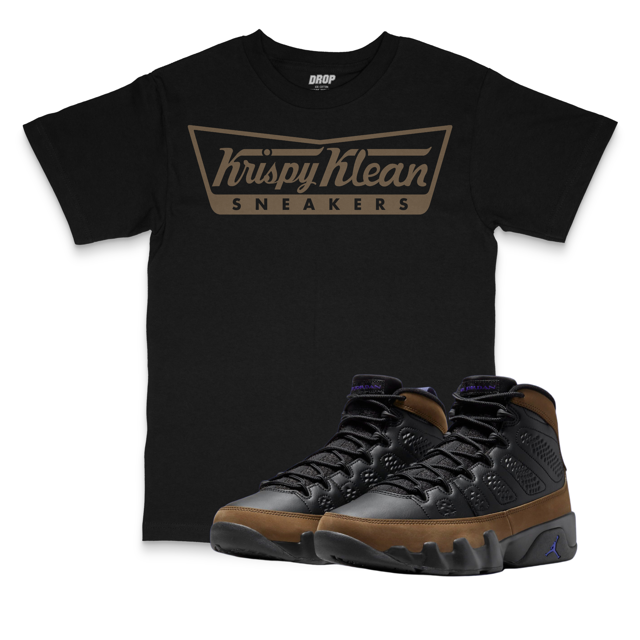 Air Jordan 9 Olive Concord I Krispy Klean Sneaker Matching T-Shirt Air Jordan 9 Olive Concord I Krispy Klean Sneaker Matching T-Shirt