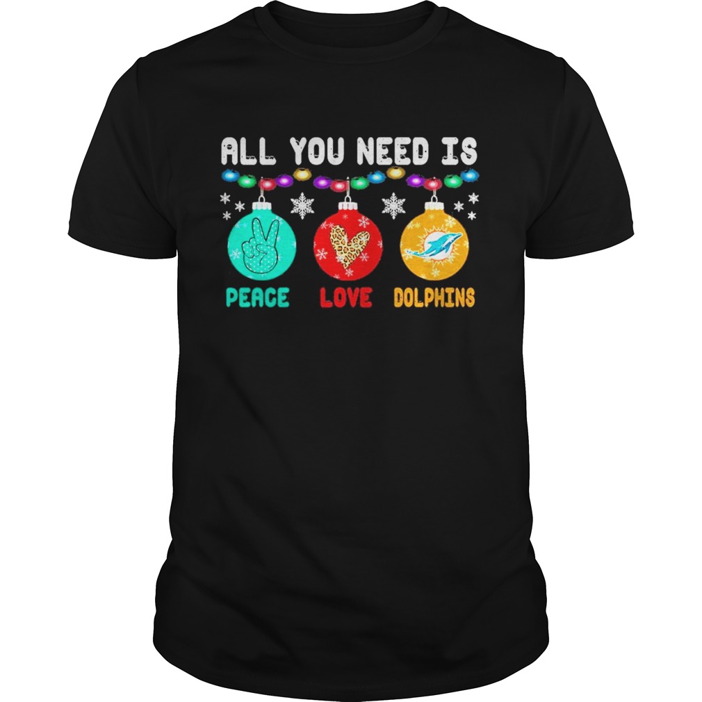 All You need is Peace love Miami Dolphins Merry Christmas light shirt All You need is Peace love Miami Dolphins Merry Christmas light shirt
