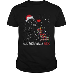 Auntiesaurus Red Plaid Christmas Pajama Matching shirt