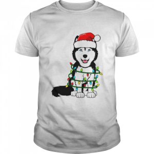Baby Siberian Husky Santa hat Christmas Lights Xmas shirt