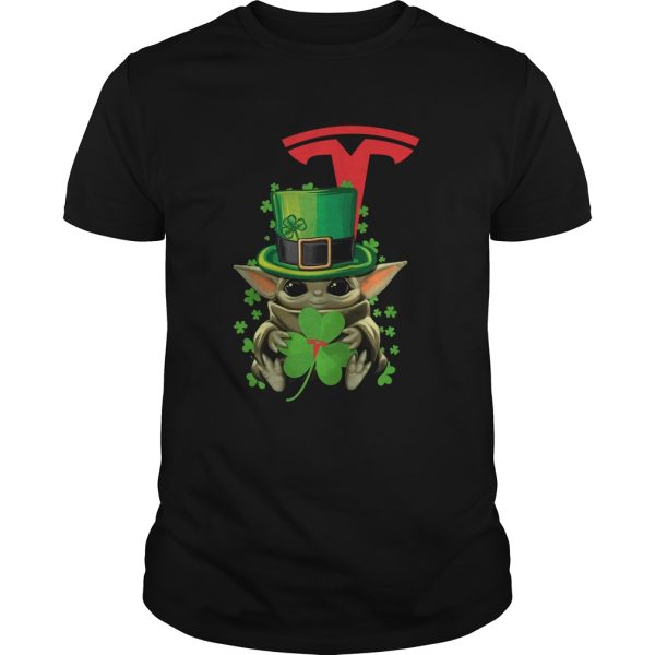 Baby Yoda Tesla Motors Shamrock St Patricks Day shirt