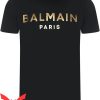 Balmain Paris T-Shirt Gold Brand Logo Minimalist Vintage