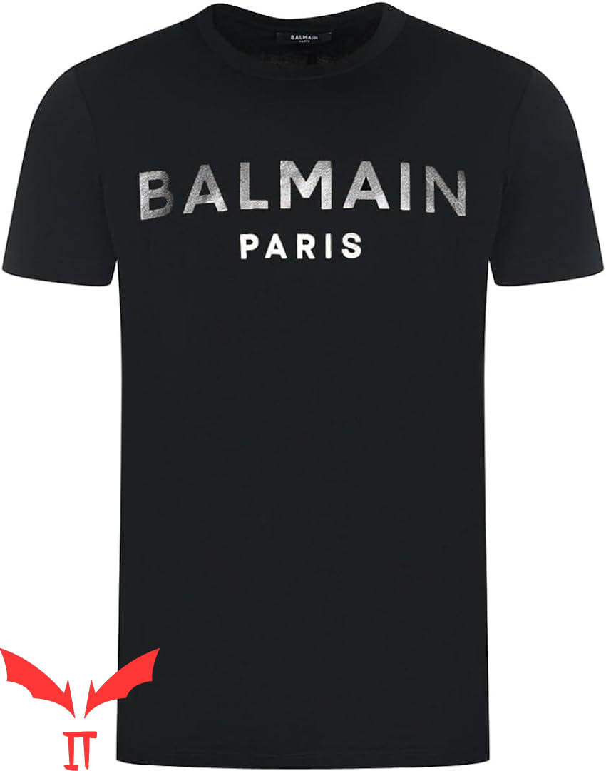 Balmain Paris T-Shirt Silver Brand Logo Minimalist Vintage Balmain Paris T-Shirt Silver Brand Logo Minimalist Vintage