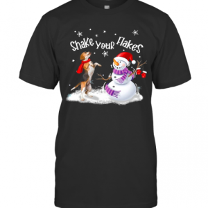 Beagle And Snowman Shake Your Flakes Merry Christmas T-Shirt