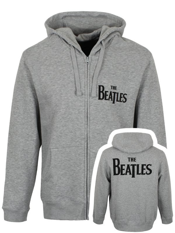 Beatles Drop T Logo Back Print Men’s Grey Zipped Hoodie
