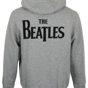 Beatles Drop T Logo Back Print Mens Grey Zipped Hoodie 2