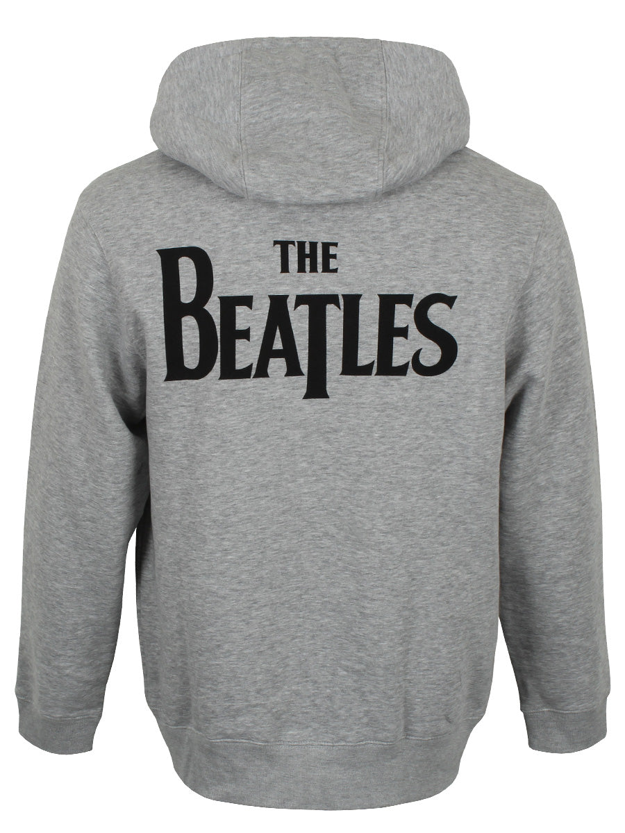 Beatles Drop T Logo Back Print Men's Grey Zipped Hoodie