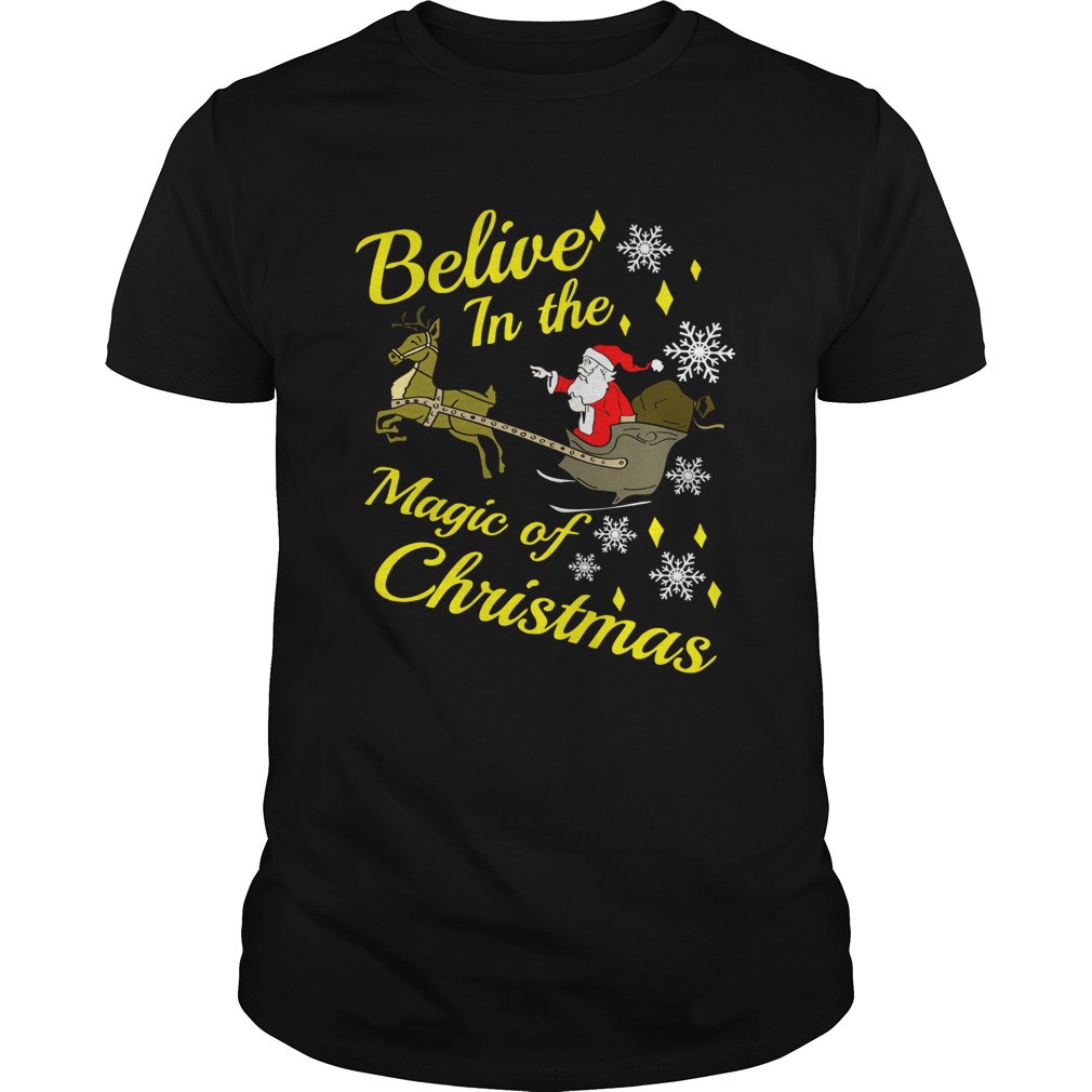Believe in the magic christmas Santa claus riding reindeer shirt Believe in the magic christmas Santa claus riding reindeer shirt