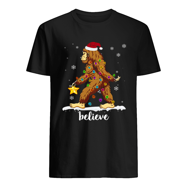 Bigfoot Christmas Tree Believe T-shirt Bigfoot Christmas Tree Believe T-shirt