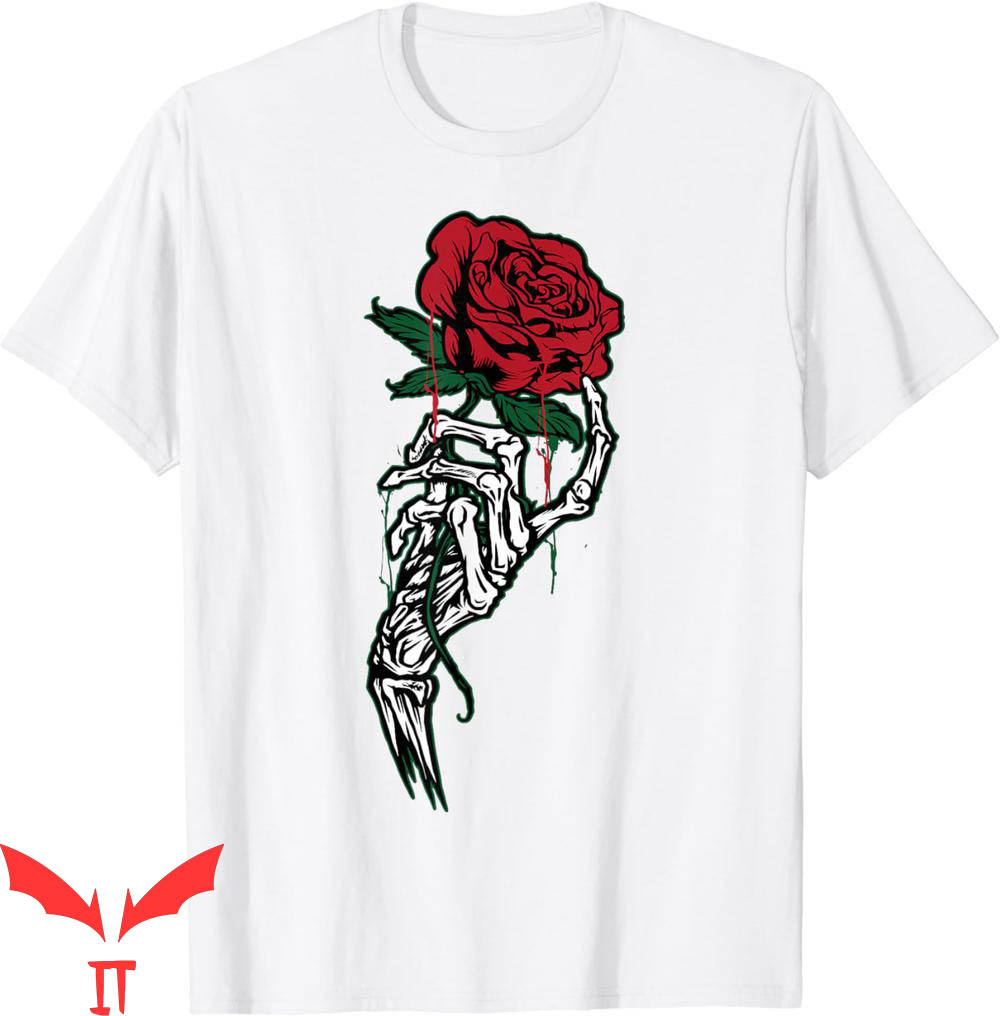 Blood Flower T-Shirt Rose Tattoo White Skeleton Hand Blood Flower T-Shirt Rose Tattoo White Skeleton Hand