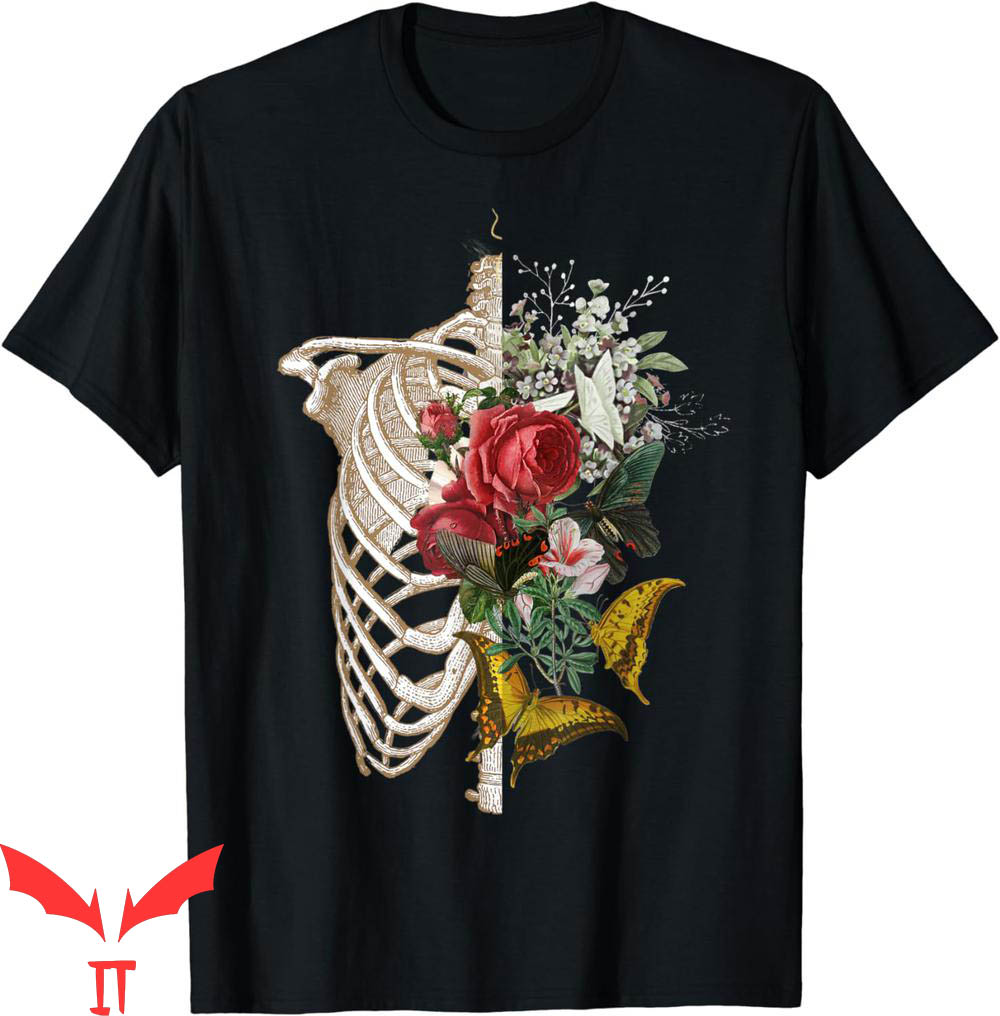 Blood Flower T-Shirt Skeleton Body Red Roses Flower Blood Flower T-Shirt Skeleton Body Red Roses Flower