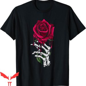 Blood Flower T-Shirt Skeleton Hand Bleeding Red Rose