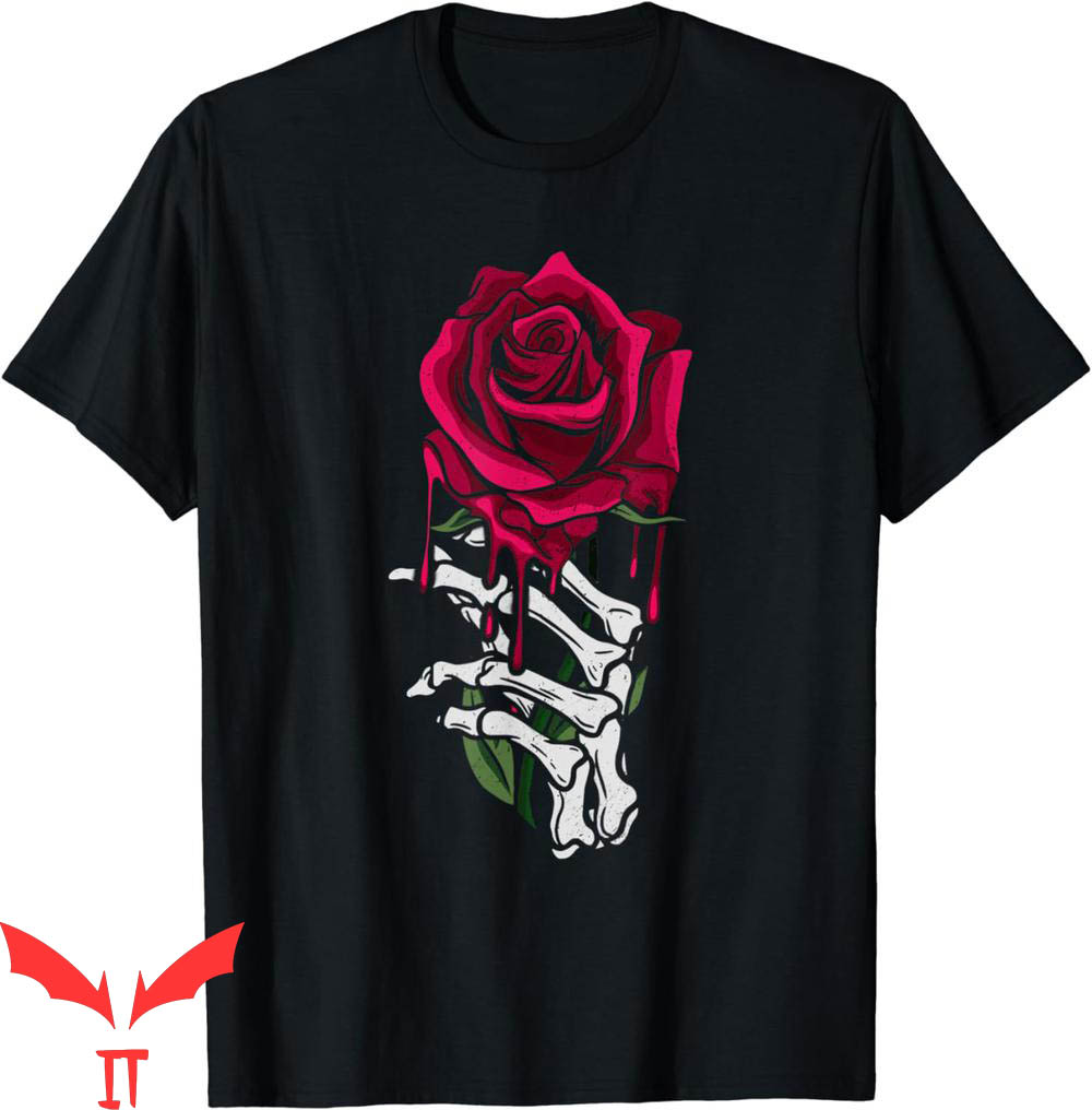 Blood Flower T-Shirt Skeleton Hand Bleeding Red Rose Blood Flower T-Shirt Skeleton Hand Bleeding Red Rose