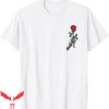Blood Flower T-Shirt Skeleton Hand Holding Red Rose