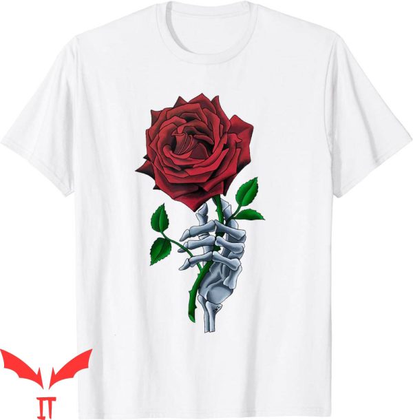 Blood Flower T-Shirt Skeleton Hand Red Rose Flower