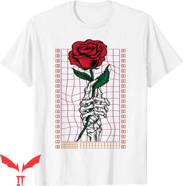 Blood Flower T-Shirt Skeleton Hand Red Rose Flower Gothic
