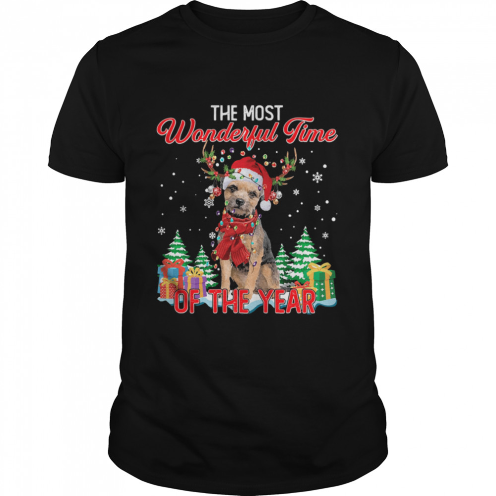Border Terrier Santa the most wonderful time of the year Christmas shirt Border Terrier Santa the most wonderful time of the year Christmas shirt
