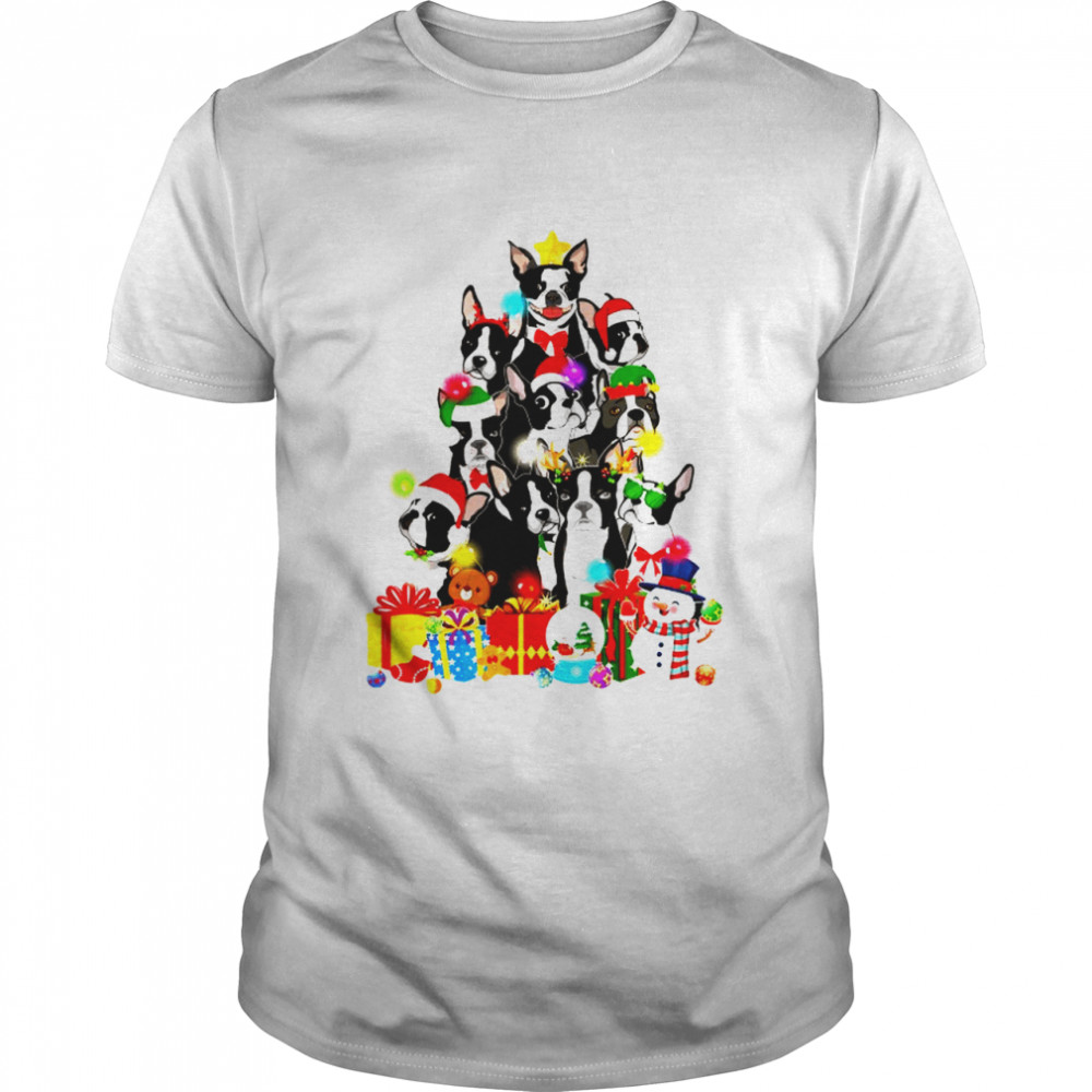 Boston Terrier Christmas Tree Lights gift dog shirt Boston Terrier Christmas Tree Lights gift dog shirt