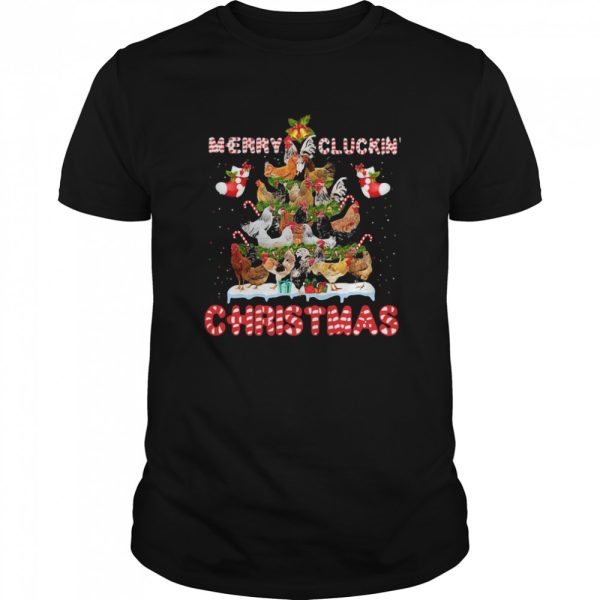 Chicken merry cluckin christmas tree shirt