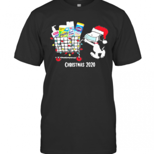 Christmas 2020 Snoopy Wear Hat Santa Mask Go To Shopping Christmas T-Shirt
